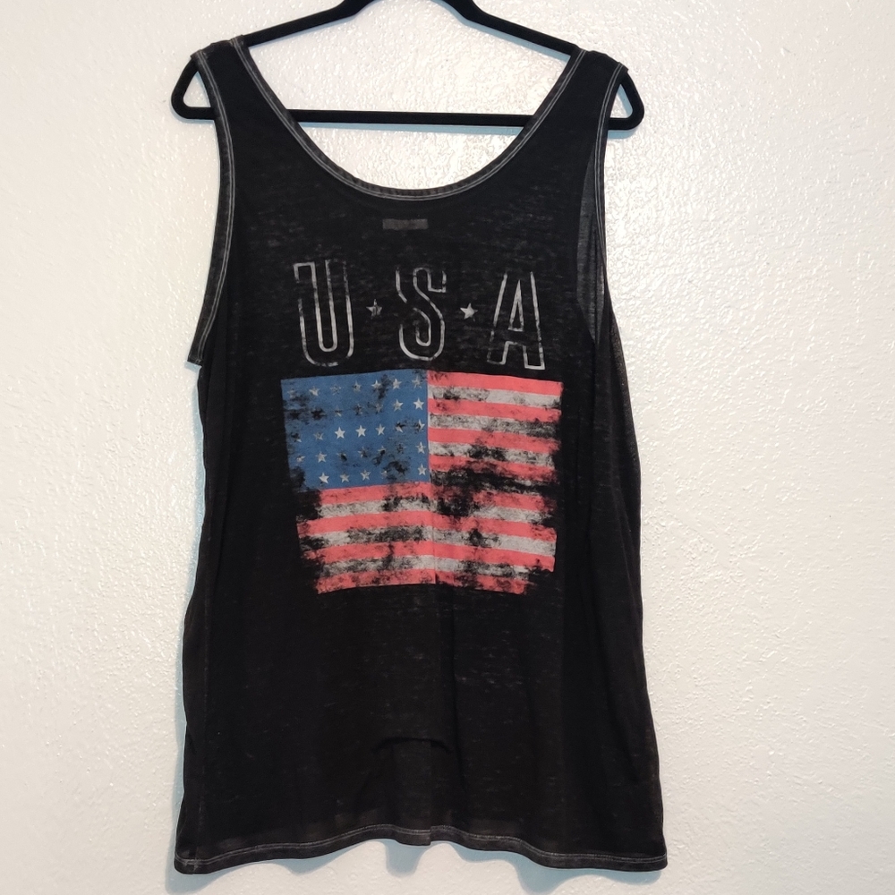 Distressed Sheer Tank Top Black Size 1